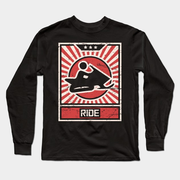 RIDE | Vintage Style Snowmobile Propaganda Long Sleeve T-Shirt by MeatMan